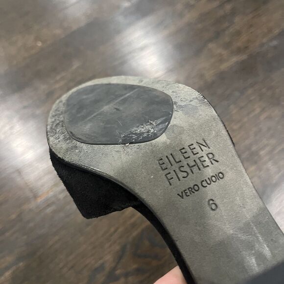 Eileen Fisher Black Malta Suede Pumps Sz 6 Mary Jane Heels Whimsigoth Wedding - Picture 6 of 9